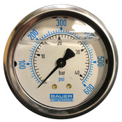 Bauer Liquid Filled 600 PSI Gauge